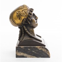 Kobiece popiersie, rzeźba gabinetowa empire, ormolu, XX wiek
